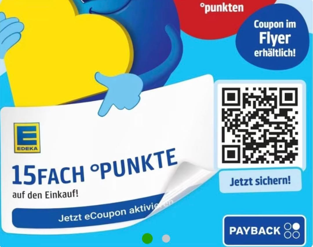 Payback QR Code für 15-fach Coupon nach Einwilligung zur personalisierten Werbung